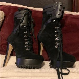 Bebe Suede Combat Boot Style Size 8 M Heels